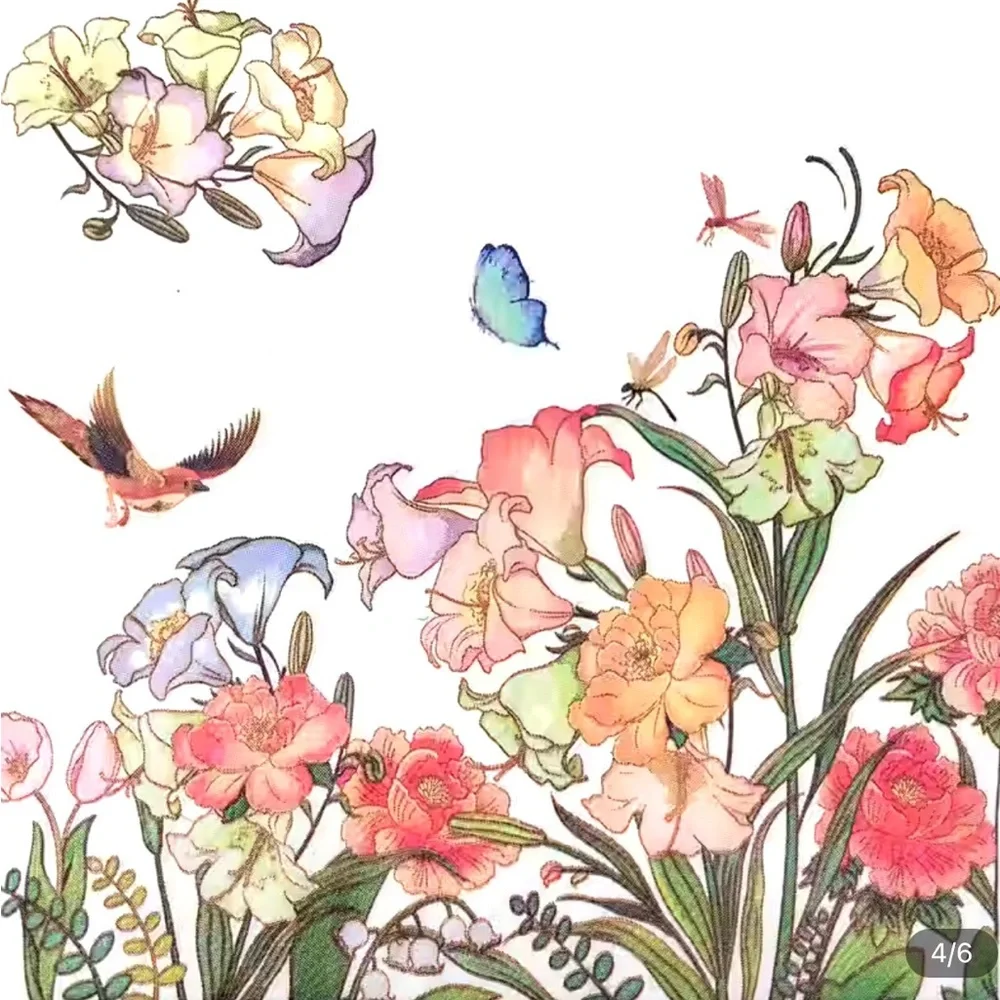 Floral and Butterfly Pastel Luncheon Napkins, 20 ct